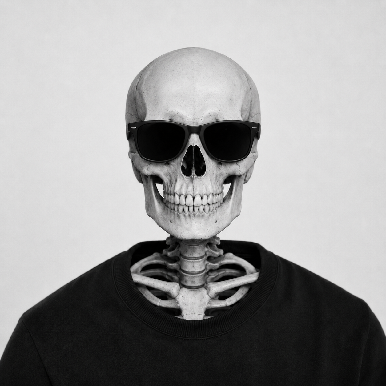 Skeleton reveal portrait effect with sunglasses over Veer Patel headshot